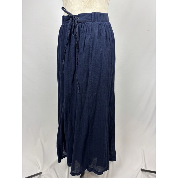 J Crew Maxi Skirt Navy Blue Size Medium Elastic Tie Waist Lined Long - Picture 8 of 8